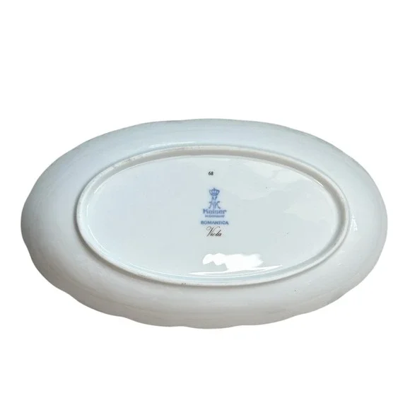 KAISER Romantica Viola Oval Pickle Dish 9 1/4" Purple Floral W. Germany - Picture 2 of 7